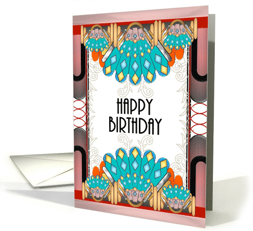 Birthday Art Deco Geometric Borders card (1336490)