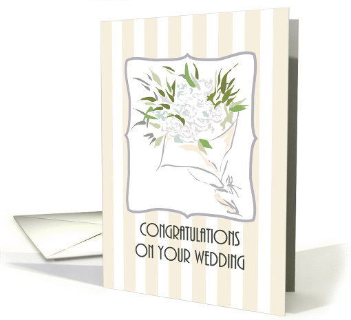 Wedding congratulations, bouquet of white roses card (1336536)