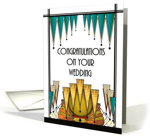 Wedding Congratulations Daughter and Son in Law Art Deco Design card