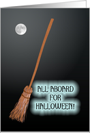 Witch’s Broomstick And a Full Moon All Aboard For Halloween card