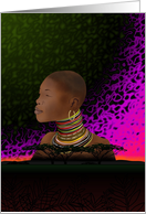 Happy Kwanzaa, illustration of African tribal woman, African art card