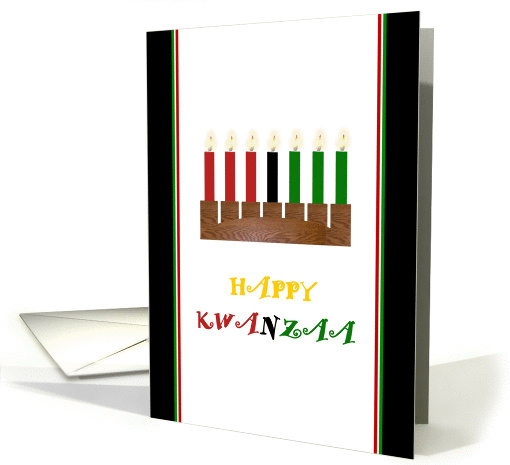 Happy Kwanzaa, kinara with red, black and green candles card (1338436)