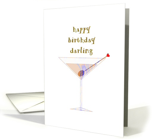 Birthday For Wife Funky Dry Martini And Olive Pick With Red Heart card
