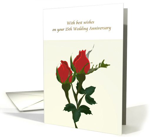 Fifteenth Wedding Anniversary Red Rose Anniversary Flower card