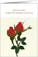 Fifteenth Wedding Anniversary Red Rose Anniversary Flower card