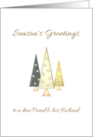 Christmas Season’s Greetings for Friend and Husband Trees with Stars card