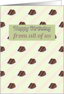 Birthday from all of us, slices of chocolate cake card