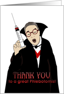 Thank You Phlebotomist Cartoon Vampire Phlebotomist Holding Syringe card