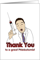Thank You Phlebotomist Cartoon Sketch Phlebotomist Holding Syringe card
