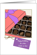 A Box of Yummy Chocolates Birthday for Sister in Law card