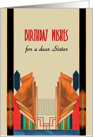 Birthday Wshes For Sister Art Deco Border Design card