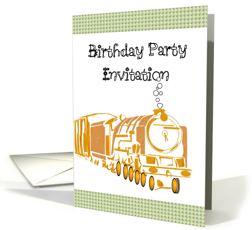 Kids Birthday Party Invitation Steam Train Blowing Out Invitation card