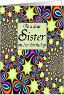 Birthday for sister, psychedelic florals card