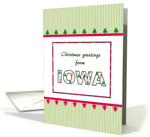 Christmas Greetings From Iowa In Christmas Colors card (1343264)