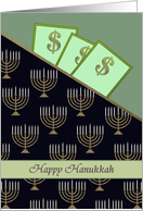 Hanukkah Money Gift Enclosed Pocket Card with US Dollar Sign Design card