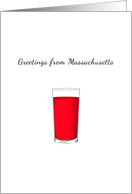 Massachusetts state beverage glass of cranberry juice card