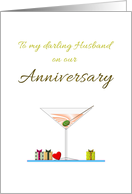 For Husband On Anniversary Dry Martini Red Heart And Little Presents card