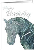 Marble carving of a head of a horse, Birthday for jockey card