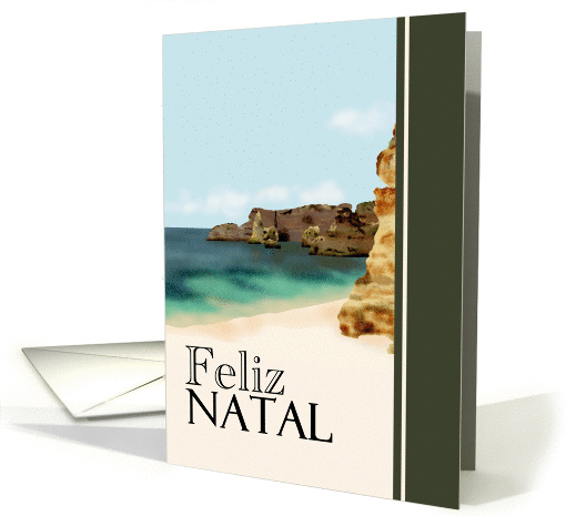 Feliz Natal, Christmas greeting in Portuguese, Algarve coast card