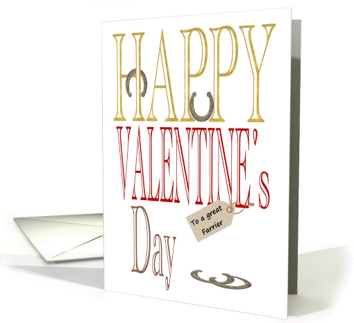 Valentine for farrier, horseshoes resting on Valentine greeting card