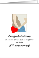 Congratulations 2nd Pregnancy Cousin and Husband Couple Baby Bump card