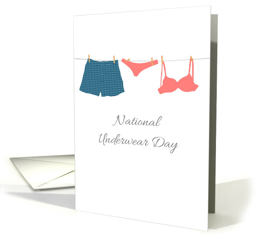National Underwear Day Boxer Shorts Bra And Knickers On A Line card