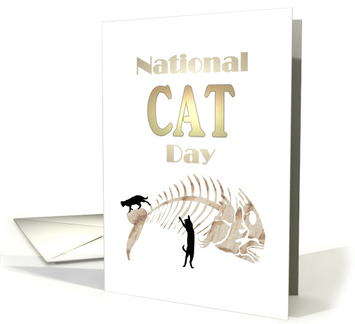 National Cat Day on October 29 Cats and Fishbone card (1347862)