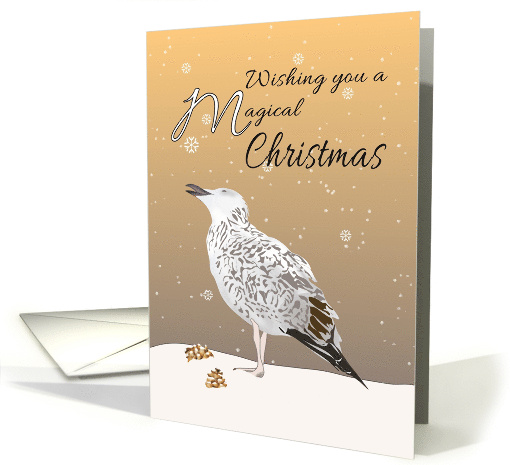 Gull Looking At Falling Snowflakes Magical Christmas card (1348098)