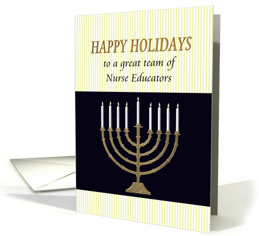 Happy Holidays For Nurse Educators Menorah With Lit Candles card