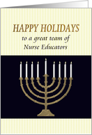 Happy Holidays For Nurse Educators Menorah With Lit Candles card