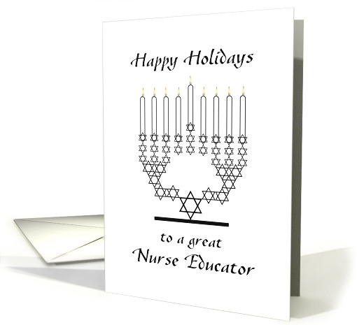 Happy Holidays for Nurse Educator Star of David Menorah... (1348270)