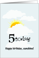 5th Birthday Sun Peeking Out From Behind Clouds card