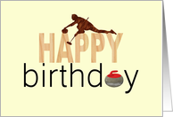 Curling Themed Birthday, Player Delivering a Stone card