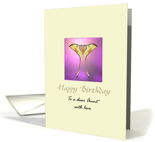 Birthday for Aunt Pretty Moon Moth on Purple Opaque Glass card