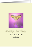 Birthday for Aunt Pretty Moon Moth on Purple Opaque Glass card
