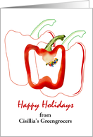 Happy Holidays From Greengrocer Pepper With Bauble Seeds Custom card