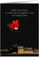 Christmas Eve Anniversary Son and Daughter in Law Santa and Reindeer card