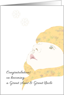 Becoming Great Aunt and Great Uncle Baby Looking at Snowflakes card