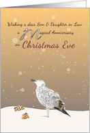 Anniversary on Christmas Eve Son and Daughter in Law Gull and Snow card