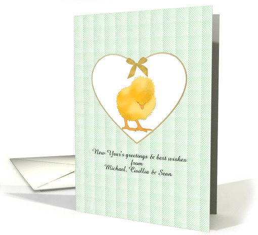Custom Baby Announcement in the New Year Cute Little Chick card