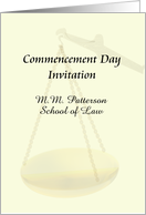 Law Commencement Day customizable invitation, scales of justice card