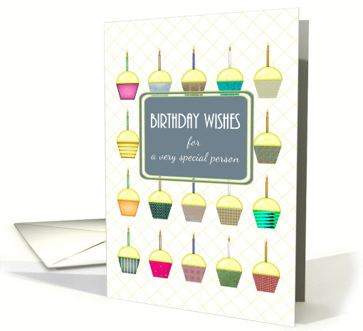 Birthday for sperm donor, cupcakes on criss-cross pattern card