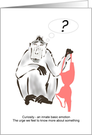Humor Monkey Holding Bra with Curiosity Written On Its Face card