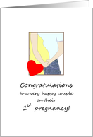 Congratulations to Couple on 1st Pregnancy Couple Holding Hands card