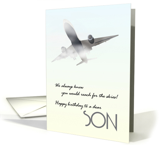 Birthday for Pilot Son Sketch of Jumbo Jet Taking Off card (1359698)