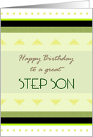 Birthday for Step Son Geometric Design in Different Shades of Green card