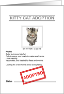 Congratulations on Adopting Cat Kitten Adoption Papers card
