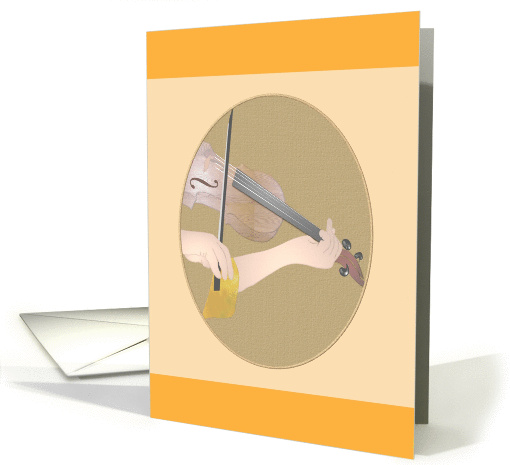 Partial profile of a violinist playing the violin, blank card