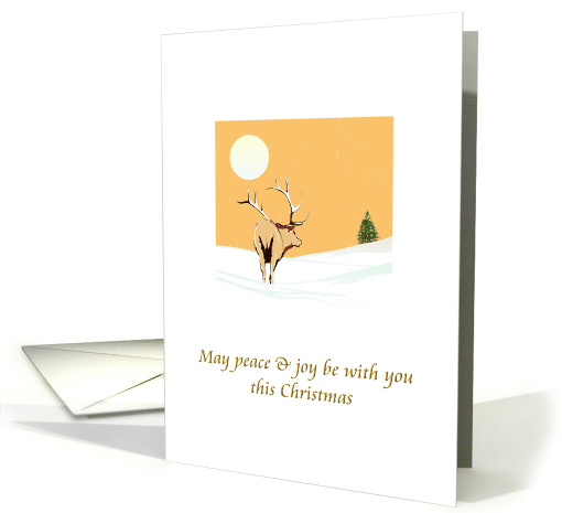 Christmas Stag With Antlers Standing In Rolling Fields Of Snow card