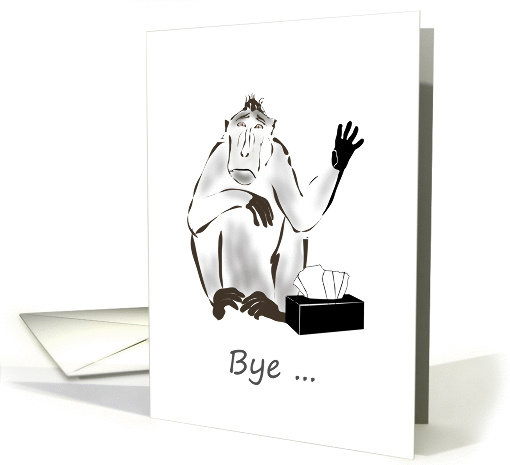 Monkey waving good bye, monkey and box of tissues card (1367502)